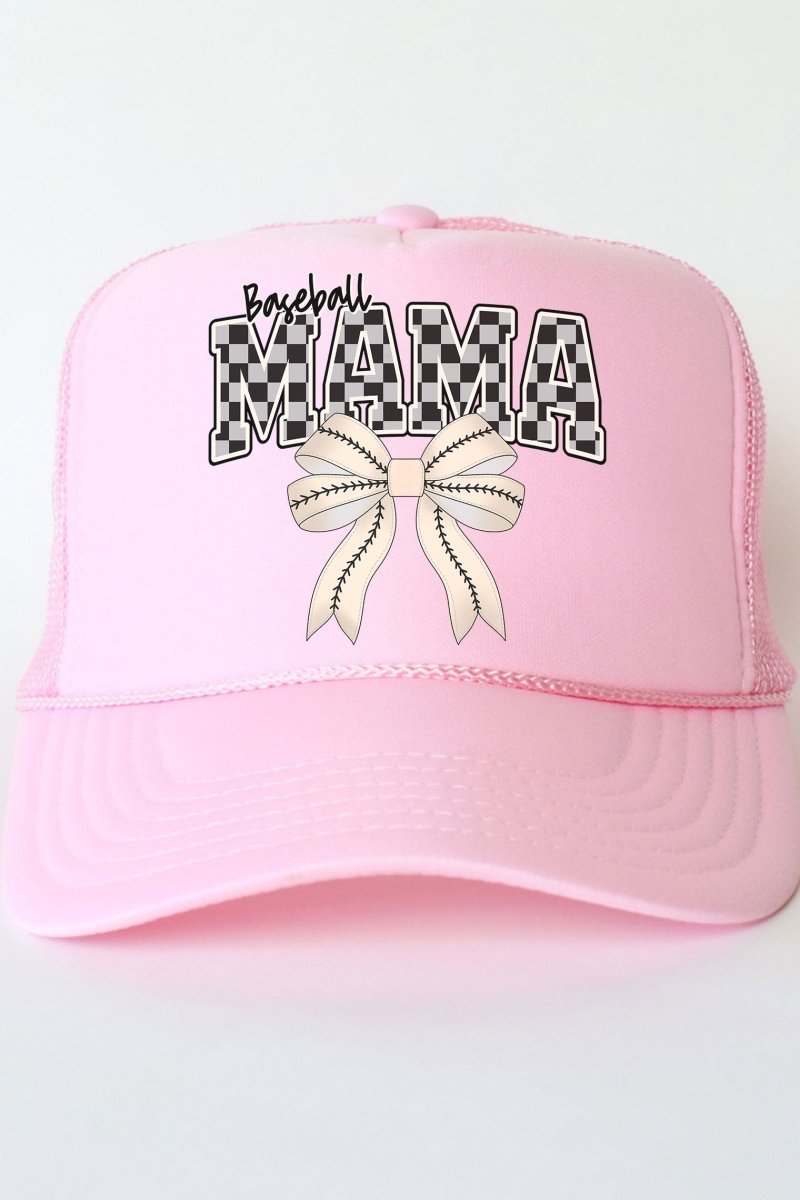 Baseball Checkered Mama Otto Soft Pink Foam Front Trucker Hat - Wholesale Accessory Market