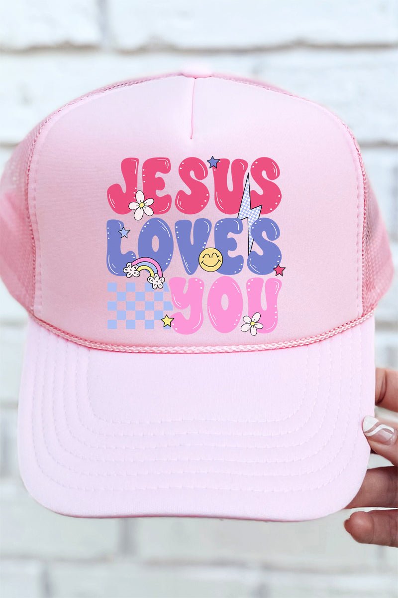 Bubble Jesus Loves You Otto Soft Pink Foam Front Trucker Hat - Wholesale Accessory Market