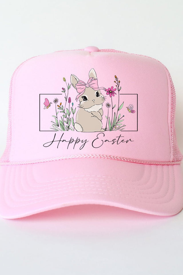 Bunny Girl Happy Easter Otto Soft Pink Foam Front Trucker Hat - Wholesale Accessory Market