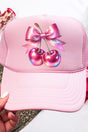 Holographic Coquette Cherries Otto Soft Pink Foam Front Trucker Hat - Wholesale Accessory Market