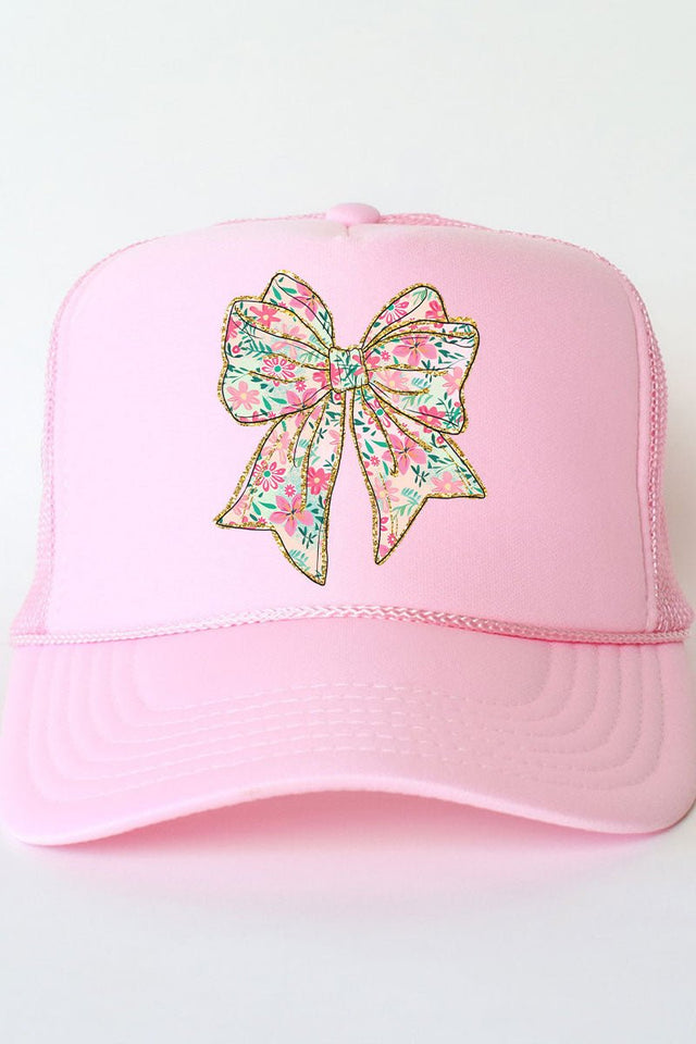 Preppy Blossom Bow Otto Soft Pink Foam Front Trucker Hat - Wholesale Accessory Market