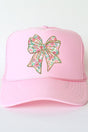 Preppy Blossom Bow Otto Soft Pink Foam Front Trucker Hat - Wholesale Accessory Market