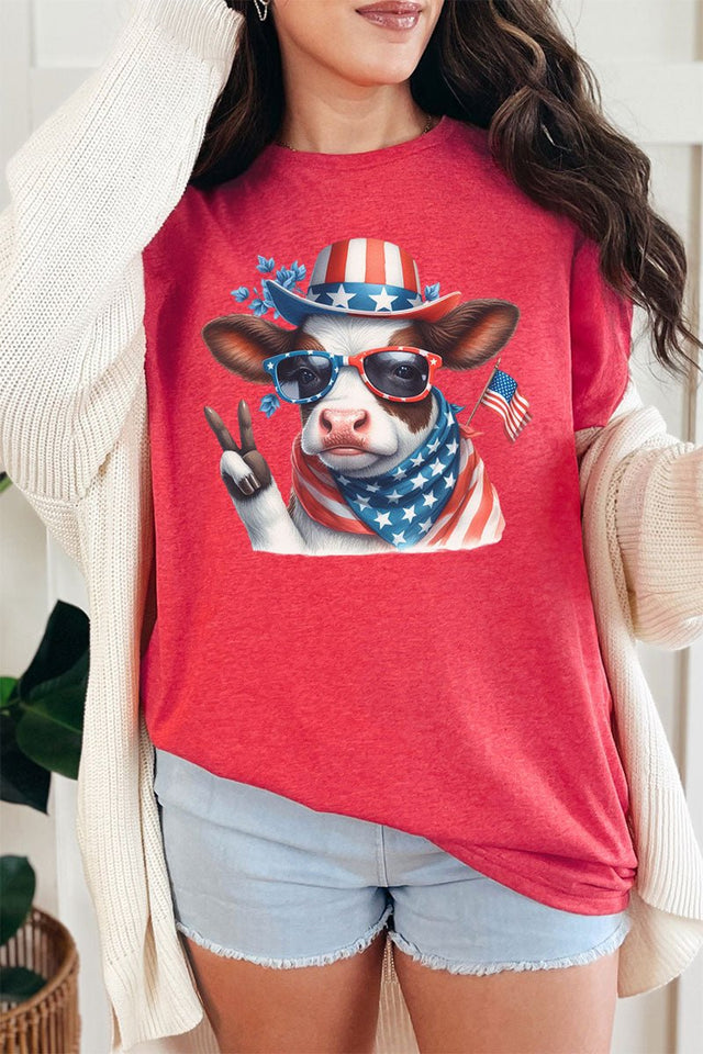 Peace Out Freedom Cow Short Sleeve Relaxed Fit T-Shirt - Wholesale Accessory Market