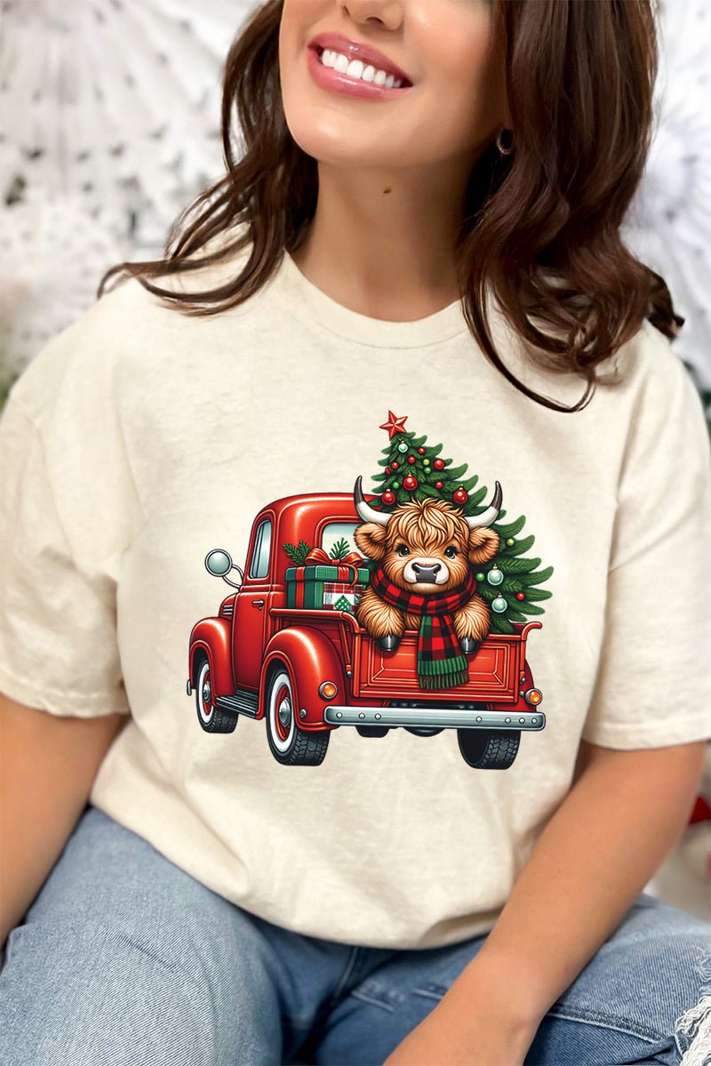 Cowbell Truck Christmas Short Sleeve Relaxed Fit T-Shirt - Wholesale Accessory Market