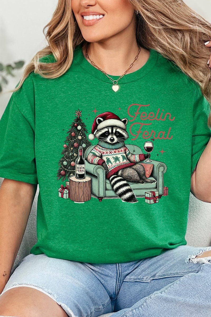 Feelin' Feral Christmas Short Sleeve Relaxed Fit T-Shirt - Wholesale Accessory Market