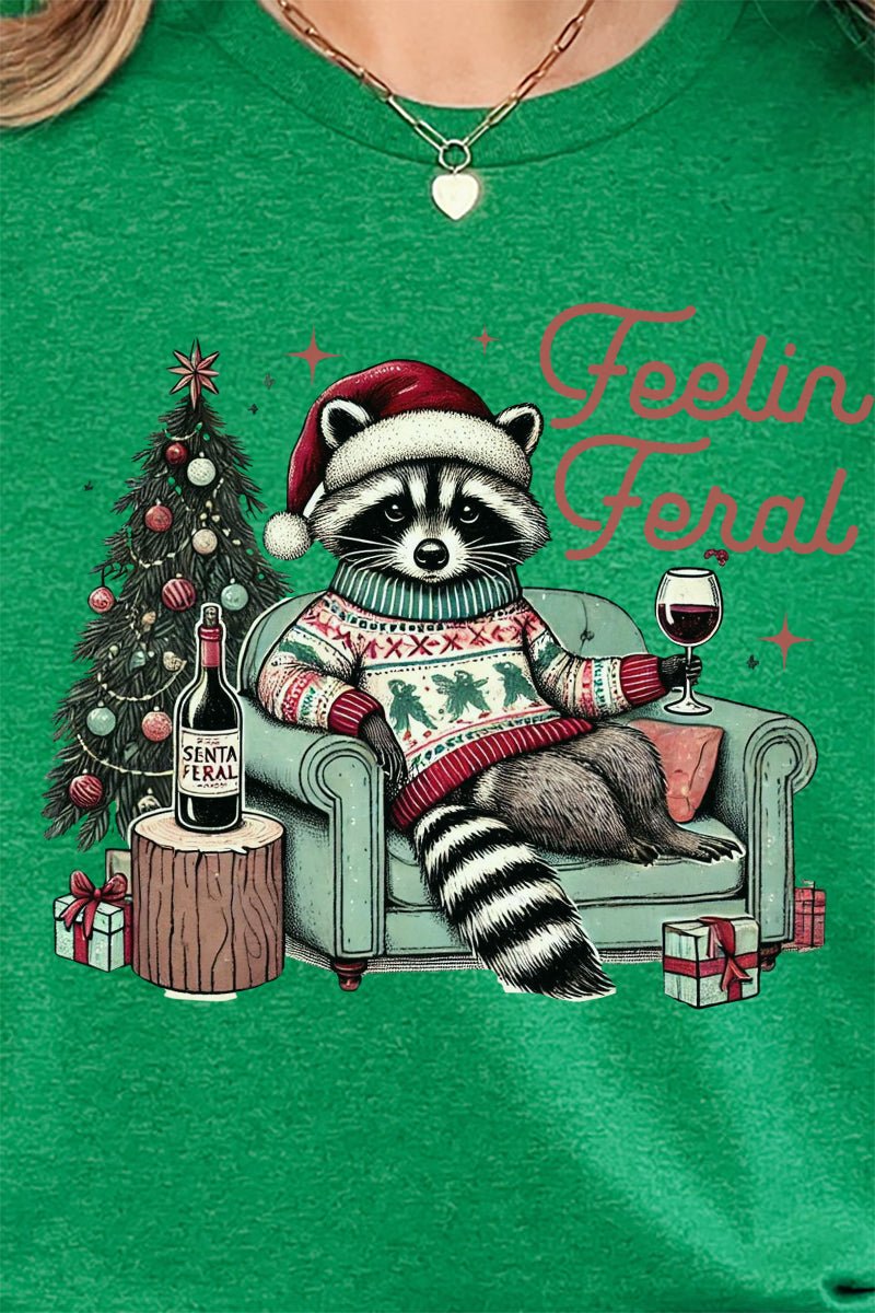 Feelin' Feral Christmas Short Sleeve Relaxed Fit T-Shirt - Wholesale Accessory Market