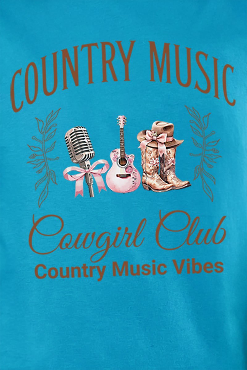 Country Music Cowgirl Club Short Sleeve Relaxed Fit T - Shirt - Wholesale Accessory Market