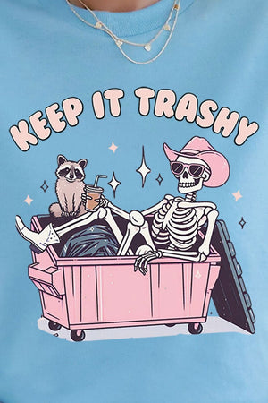 Keep It Trashy Skeleton Short Sleeve Relaxed Fit T-Shirt - Wholesale Accessory Market