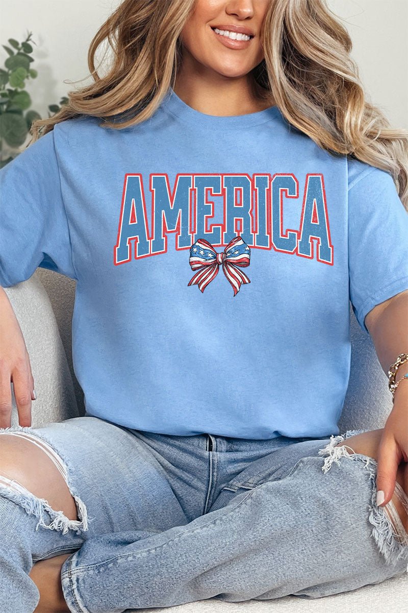 America Bow Short Sleeve Relaxed Fit T-Shirt - Wholesale Accessory Market