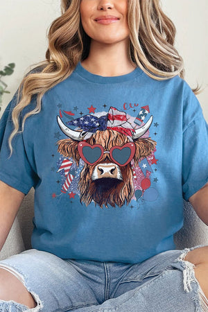 American Highland Cow Short Sleeve Relaxed Fit T-Shirt - Wholesale Accessory Market