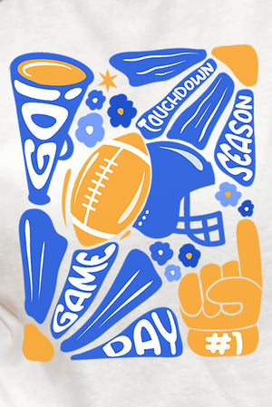 Blue Doodle Touchdown Season Short Sleeve Relaxed Fit T - Shirt - Wholesale Accessory Market