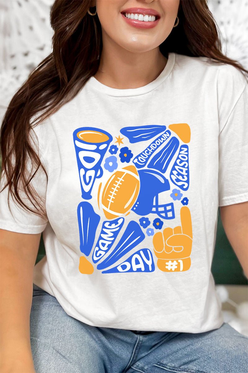 Blue Doodle Touchdown Season Short Sleeve Relaxed Fit T - Shirt - Wholesale Accessory Market