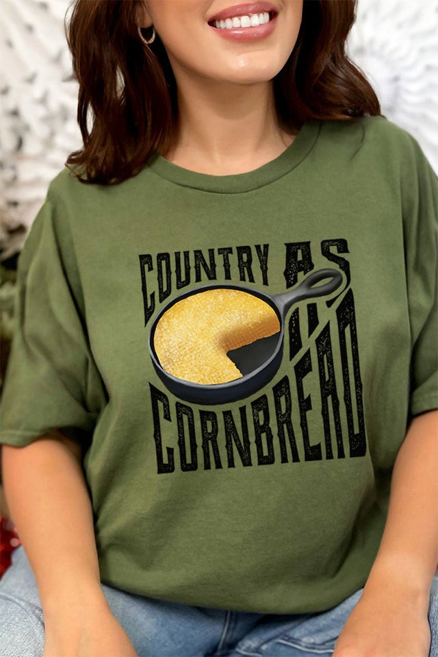 Country As Cornbread Skillet Short Sleeve Relaxed Fit T - Shirt - Wholesale Accessory Market