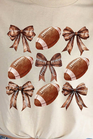 Footballs And Coquette Bows Short Sleeve Relaxed Fit T - Shirt - Wholesale Accessory Market