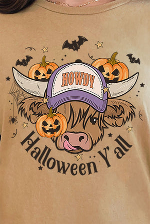 Howdy Halloween Highland Cow Short Sleeve Relaxed Fit T - Shirt - Wholesale Accessory Market