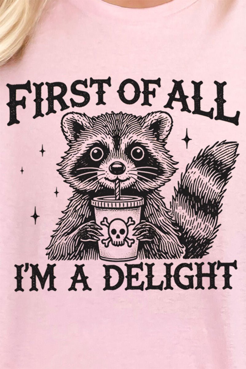 I'm A Delight Raccoon Short Sleeve Relaxed Fit T-Shirt - Wholesale Accessory Market