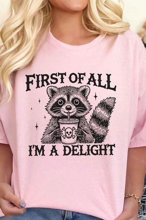 I'm A Delight Raccoon Short Sleeve Relaxed Fit T-Shirt - Wholesale Accessory Market