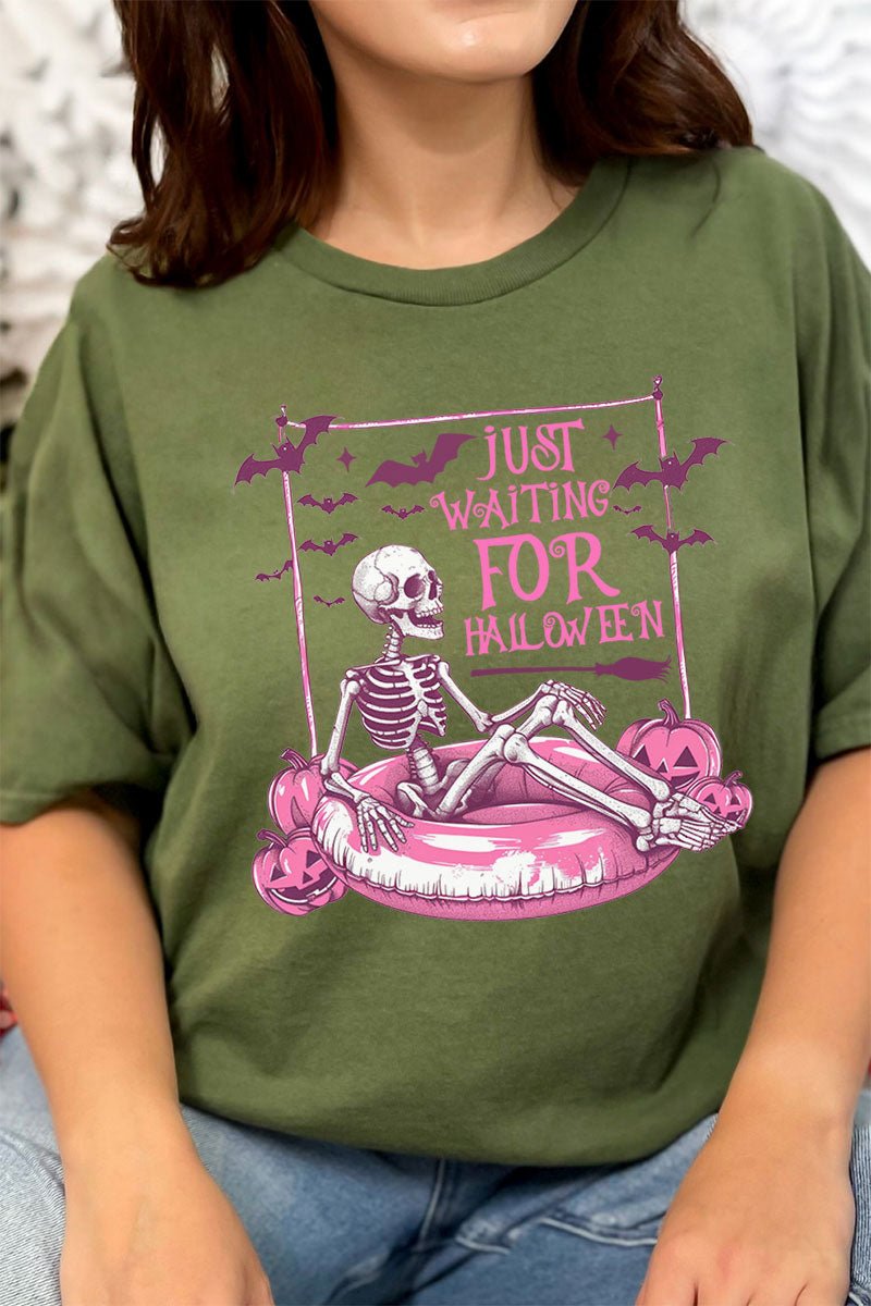 Pink Just Waiting For Halloween Short Sleeve Relaxed Fit T - Shirt - Wholesale Accessory Market