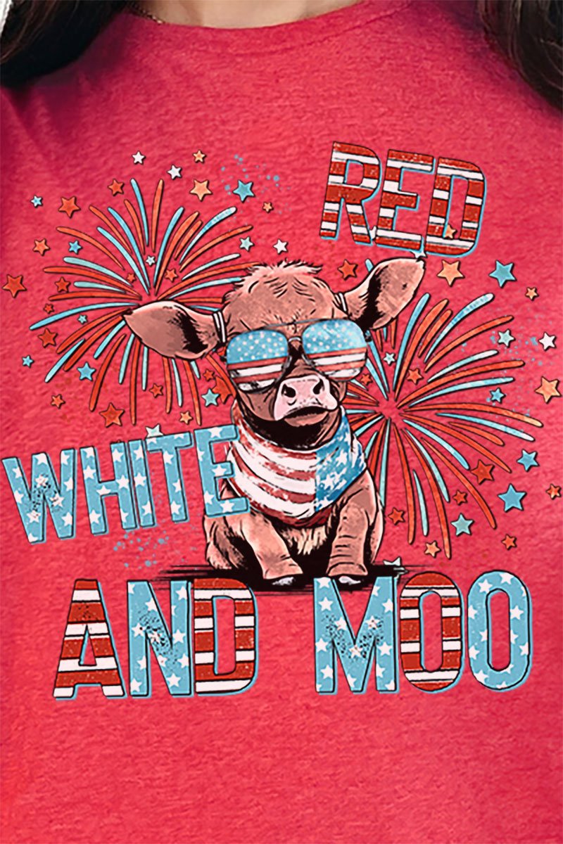 Red White And Moo Short Sleeve Relaxed Fit T-Shirt - Wholesale Accessory Market