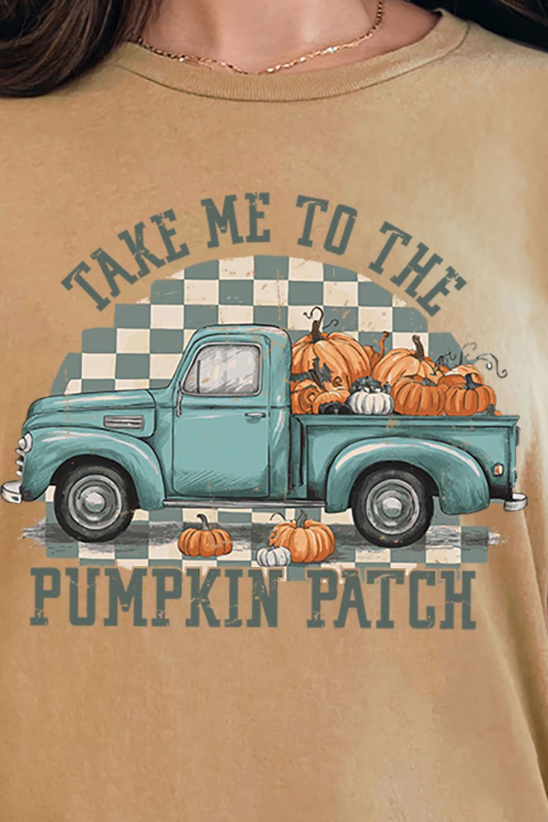 Turquoise Pumpkin Patch Truck Short Sleeve Relaxed Fit T - Shirt - Wholesale Accessory Market