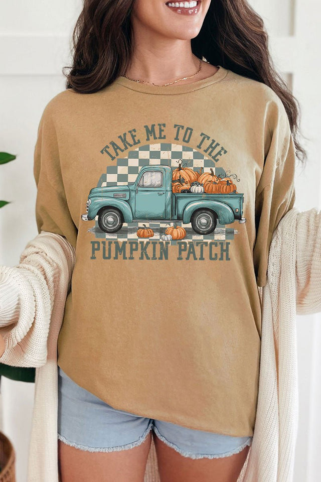 Turquoise Pumpkin Patch Truck Short Sleeve Relaxed Fit T - Shirt - Wholesale Accessory Market