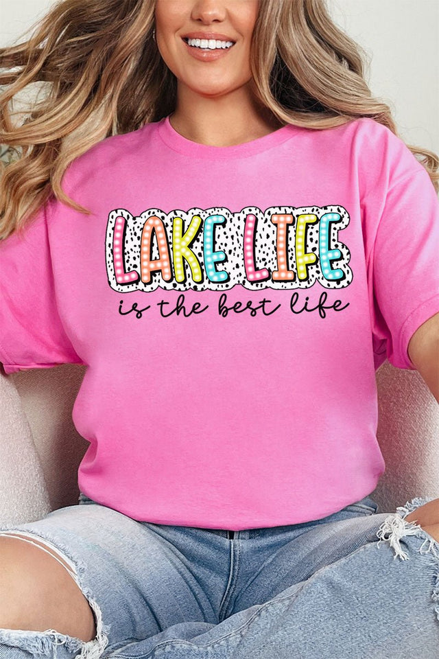 Dalmatian Dots Lake Life Is the Best Life Short Sleeve Relaxed Fit T-Shirt - Wholesale Accessory Market