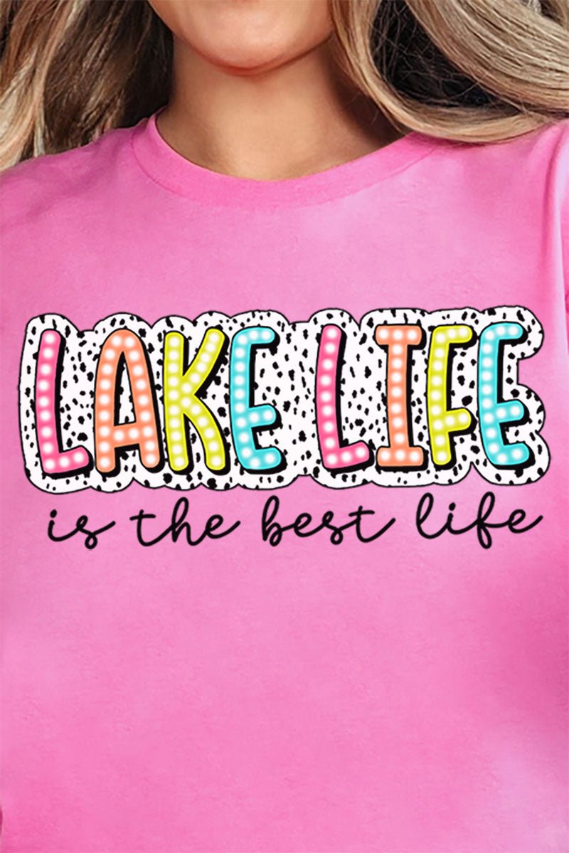 Dalmatian Dots Lake Life Is the Best Life Short Sleeve Relaxed Fit T-Shirt - Wholesale Accessory Market