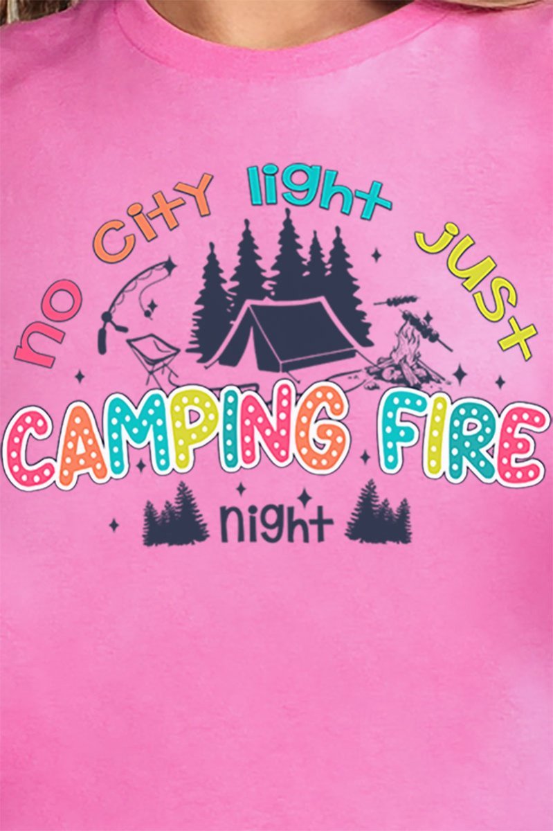 No City Light Just Camping Fire Night Short Sleeve Relaxed Fit T - Shirt - Wholesale Accessory Market