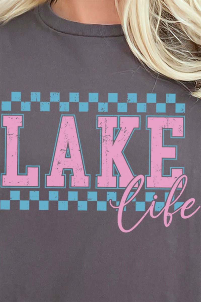 Checkered Lake Life Short Sleeve Relaxed Fit T - Shirt - Wholesale Accessory Market