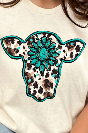 Leopard Concho Cow Short Sleeve Relaxed Fit T - Shirt - Wholesale Accessory Market