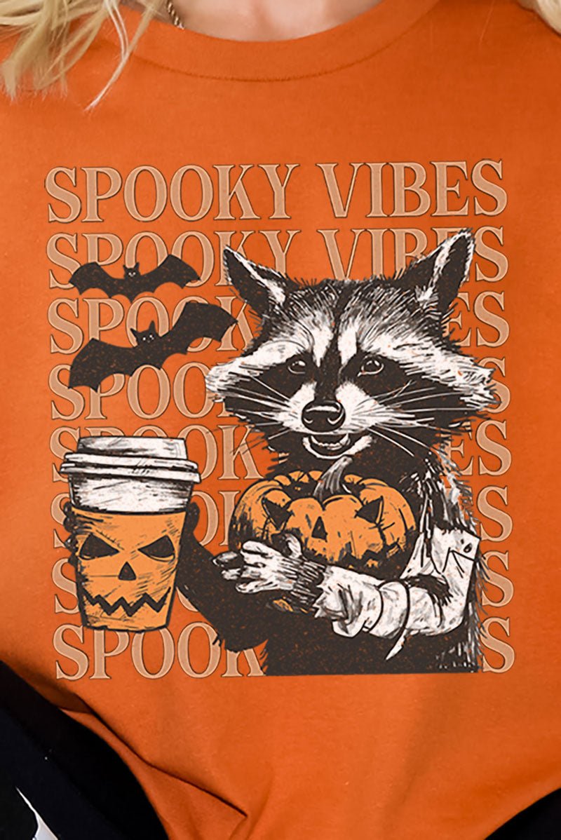 Raccoon Spooky Vibes Short Sleeve Relaxed Fit T - Shirt - Wholesale Accessory Market