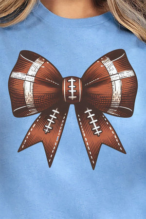 Football Coquette Bow Short Sleeve Relaxed Fit T - Shirt - Wholesale Accessory Market