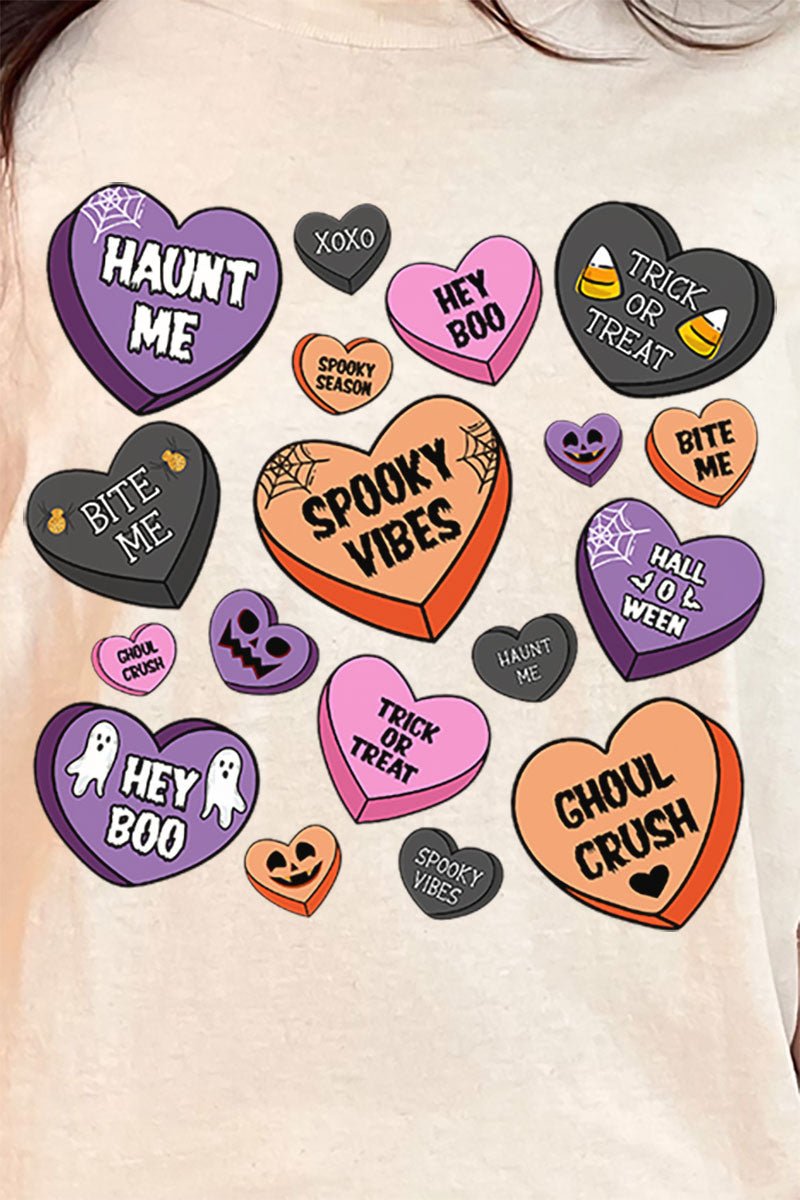 Halloween Candy Hearts Short Sleeve Relaxed Fit T - Shirt - Wholesale Accessory Market