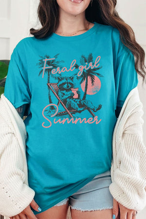 Feral Girl Summer Short Sleeve Relaxed Fit T-Shirt - Wholesale Accessory Market