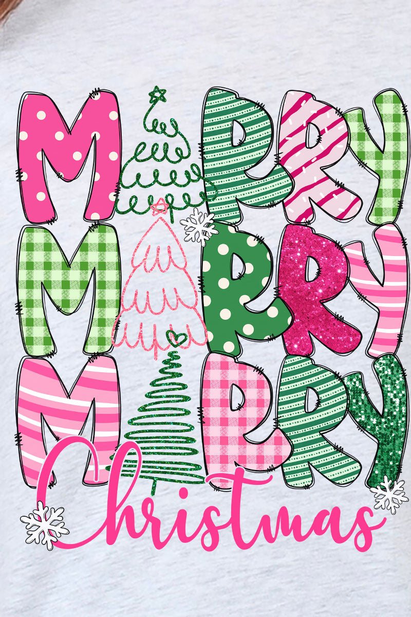 Green And Pink Merry Christmas Heavy Cotton Long Sleeve Adult T-Shirt - Wholesale Accessory Market