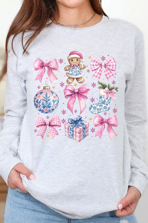 Pink Chinoiserie Christmas Heavy Cotton Long Sleeve Adult T-Shirt - Wholesale Accessory Market