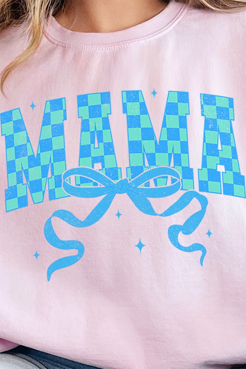 Aqua Checkered Arched Mama Unisex NuBlend Crew Sweatshirt - Wholesale Accessory Market