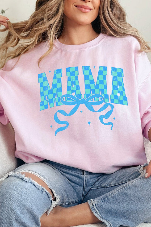 Aqua Checkered Arched Mama Unisex NuBlend Crew Sweatshirt - Wholesale Accessory Market