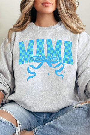 Aqua Checkered Arched Mama Unisex NuBlend Crew Sweatshirt - Wholesale Accessory Market