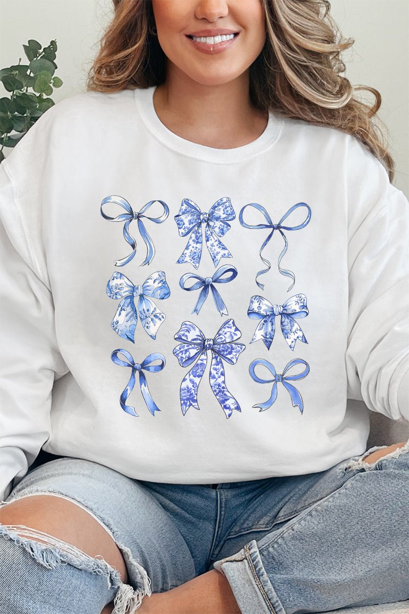 Blue Chinoiserie Bows Unisex NuBlend Crew Sweatshirt - Wholesale Accessory Market