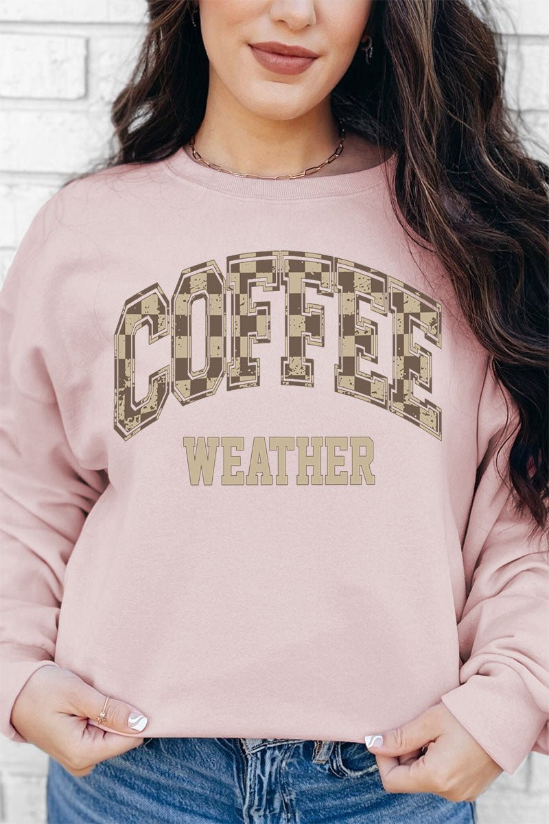 Brown Checkered Coffee Weather Unisex NuBlend Crew Sweatshirt - Wholesale Accessory Market