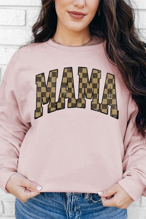 Brown Checkered Mama Unisex NuBlend Crew Sweatshirt - Wholesale Accessory Market