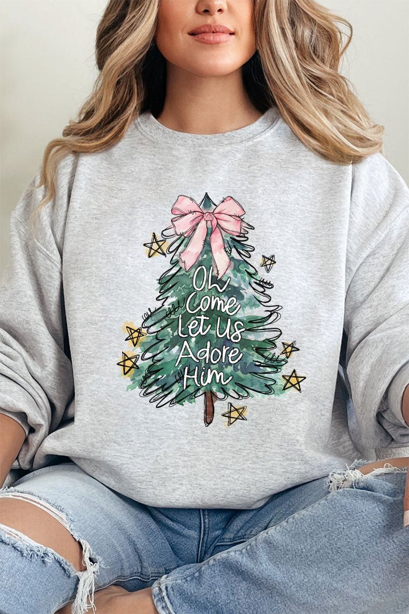 Christmas Tree Let Us Adore Him Unisex NuBlend Crew Sweatshirt - Wholesale Accessory Market