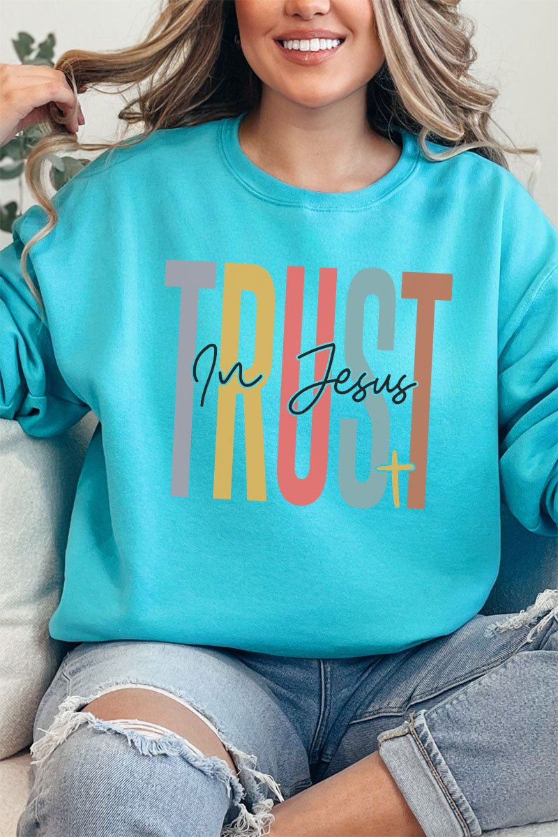 Colorblock Trust In Jesus Unisex NuBlend Crew Sweatshirt - Wholesale Accessory Market