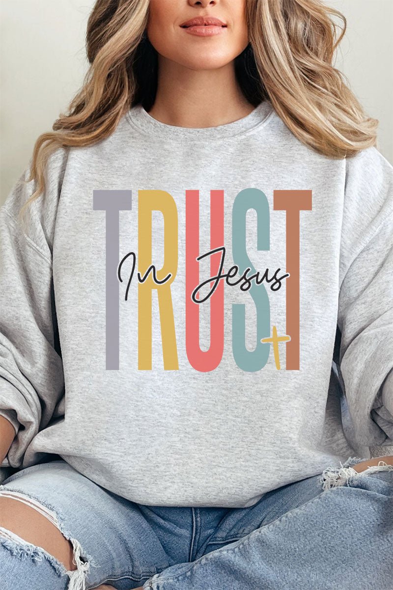 Colorblock Trust In Jesus Unisex NuBlend Crew Sweatshirt - Wholesale Accessory Market