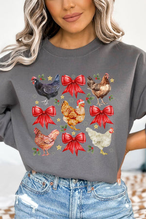 Festive Chickens And Coquette Bows Unisex NuBlend Crew Sweatshirt - Wholesale Accessory Market