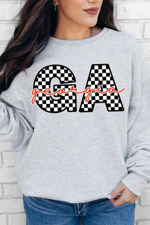 Georgia Checkered Unisex NuBlend Crew Sweatshirt - Wholesale Accessory Market