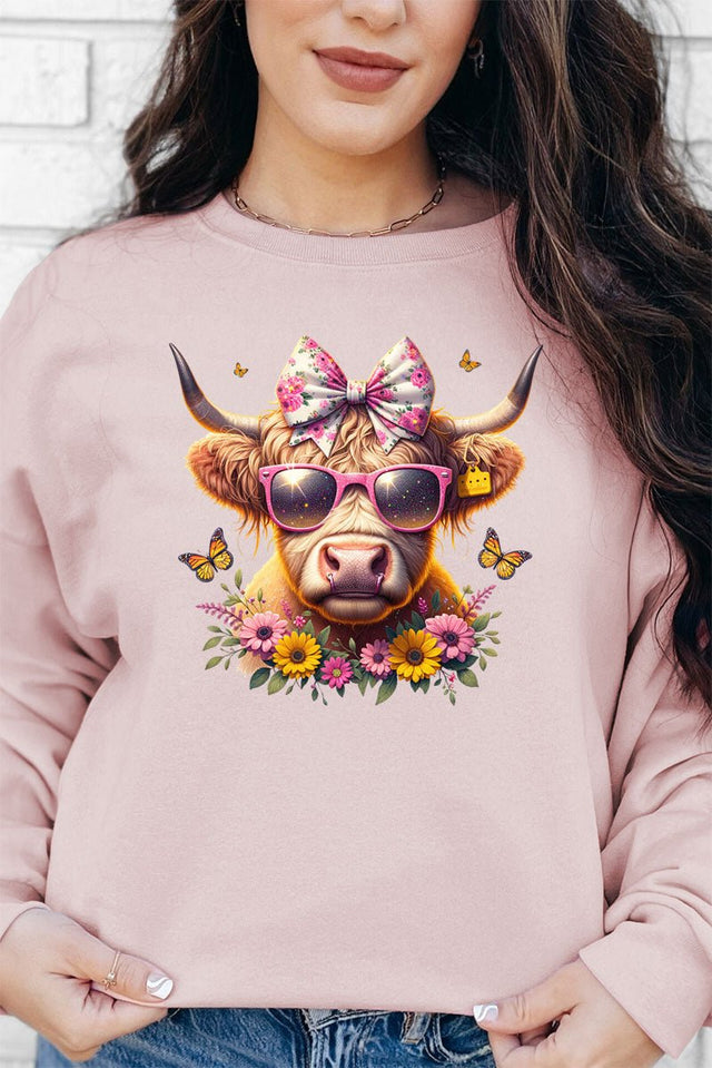 Glam Spring Highland Cow Unisex NuBlend Crew Sweatshirt - Wholesale Accessory Market