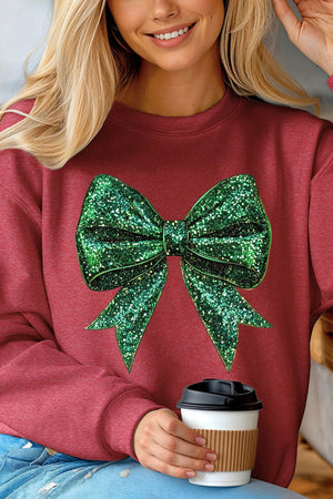 Glitz Green Coquette Bow Unisex NuBlend Crew Sweatshirt - Wholesale Accessory Market