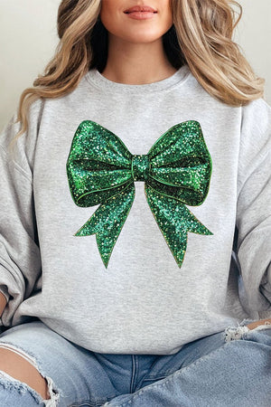 Glitz Green Coquette Bow Unisex NuBlend Crew Sweatshirt - Wholesale Accessory Market